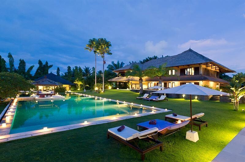 Chalina Estate Pool at Night, Canggu | 6 Bedroom Villas Bali