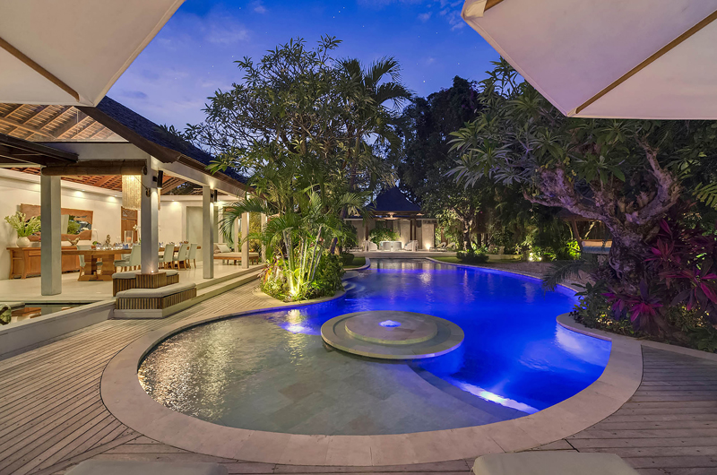 Lataliana Villas Pool at Night, Seminyak | 6 Bedroom Villas Bali