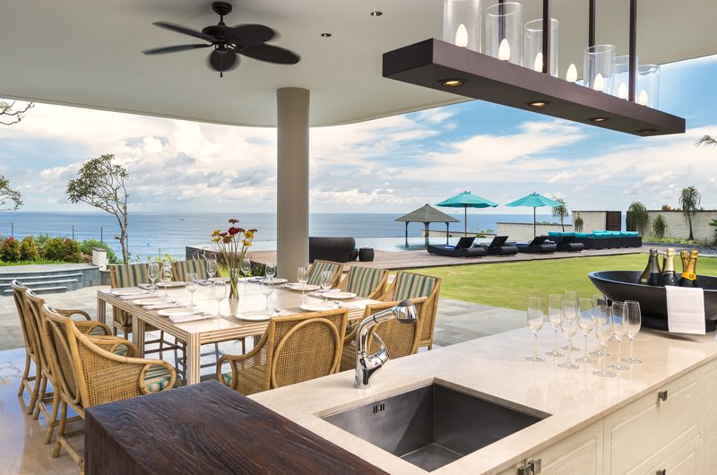Pandawa Cliff Estate Dining Area with Pool View, Ungasan | 6 Bedroom Villas Bali