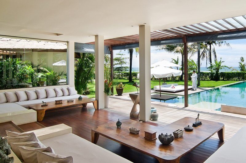 Shalimar Villas Living Area with Pool View, Seseh | 6 Bedroom Villas Bali