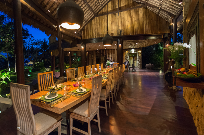 Taman Ahimsa Dining Area at Night, Seseh | 6 Bedroom Villas Bali