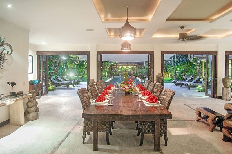 Villa Avalon Bali Dining Area with Pool View, Canggu | 6 Bedroom Villas Bali