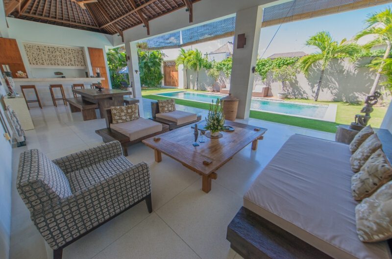 Villa Chocolat Living Area with Pool View, Seminyak | 6 Bedroom Villas Bali