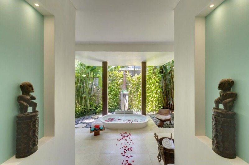 Villa Jagaditha Semi Open Romantic Bathtub Set Up, Canggu | 6 Bedroom Villas Bali