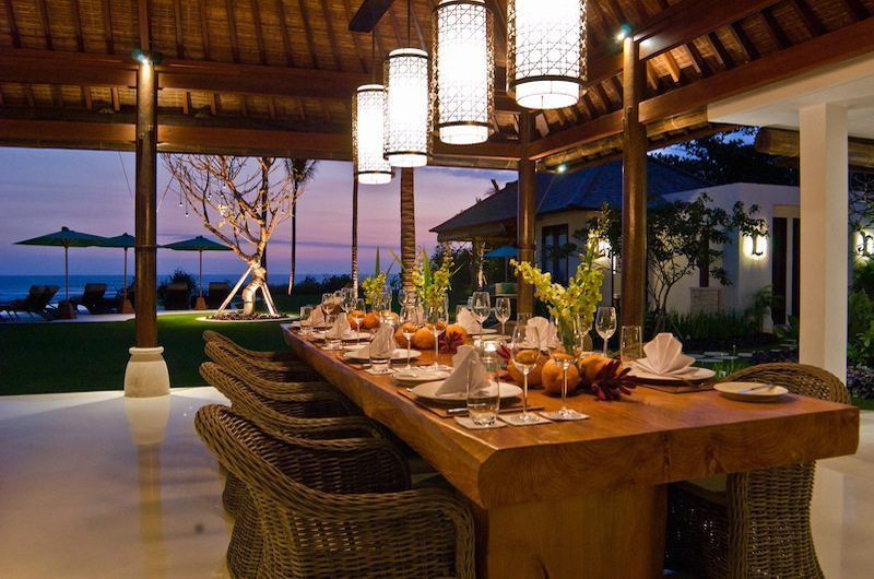 Villa Jagaditha Dining at Night, Canggu | 6 Bedroom Villas Bali