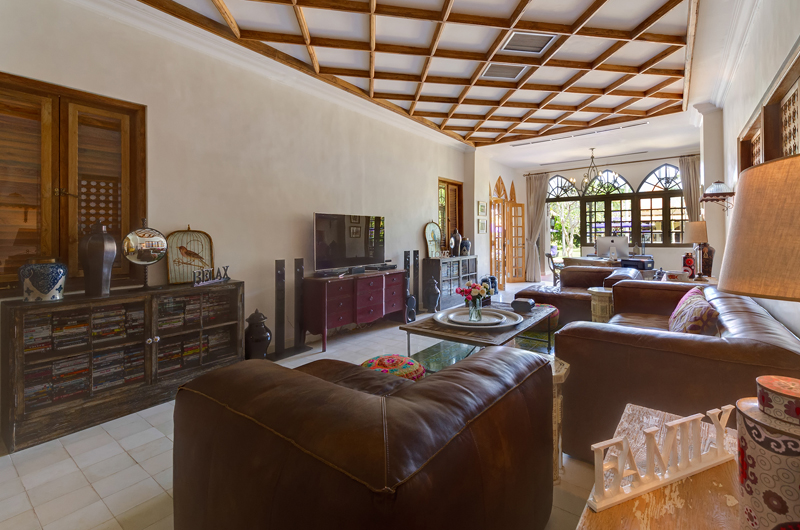 Villa Sayang D'Amour Indoor Living Area with TV, Seminyak | 6 Bedroom Villas Bali