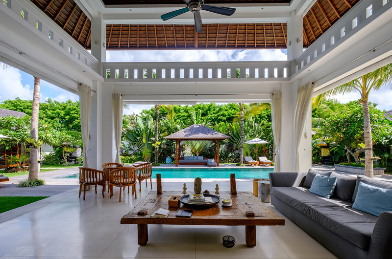 Villa Tjitrap Living Area with Pool View, Seminyak | 6 Bedroom Villas Bali