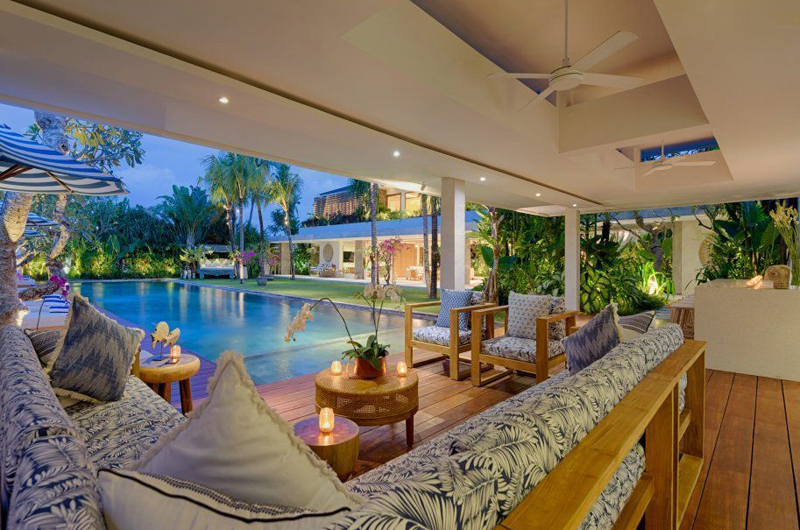 Villa Zambala Lounge Area with Pool View, Canggu | 6 Bedroom Villas Bali